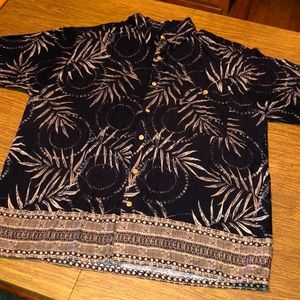Vintage VTG Hawaiian Tropical Fern Palm Shirt XL